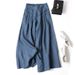 Muslim Loose And Drooping Art Cotton And Linen Wide Leg Skirt Pants Ladies Semi Elastic High Waist Thin Slim Nine Point Pants_ecoleips.com