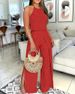 Casual Lace Top Wide Leg Pants Set Women's Clothing Slimming Beach Vacation Fresh Sweet Stylish New_ecoleips.com