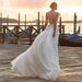 Elegant V-Neck Backless Chiffon Evening Dress - A-Line Wedding Gown For Bride, Beach Party, Formal Banquet (Ivory, Sizes 2-16 )_ecoleips.com