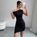 Women's Clothing Spring And Summer Hot Selling Sleeveless Oblique Collar Slit Pleated Tight Dress_ecoleips.com
