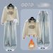 Fashion Denim Patchwork Polo Collar Sweatshirt With Retro Drawstring Jeans Set – Casual Streetwear Outfit For Men & Women_ecoleips.com