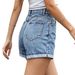 Women's High-Waisted Wide Leg Denim Shorts A-Line Style Summer 2026 Hot Girl Cross-Border Design Rolled up Personalized Pocket_ecoleips.com