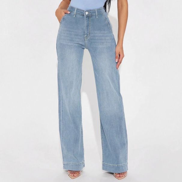 Women's Relaxed Fit Straight Leg Jeans - High Waist Washed Denim Pants For Casual Comfort (Light Blue, Vintage Blue)_ecoleips.com