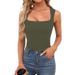 Women's Slim Fit Square Neck Sleeveless Vest Top Style Inner Wear Sexy_ecoleips.com