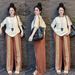 Korean Style Women's Summer Fashion Two Piece Outfit Casual Wide Leg Pants Short Sleeved Top Full Length Three Stripe Clothing Set_ecoleips.com