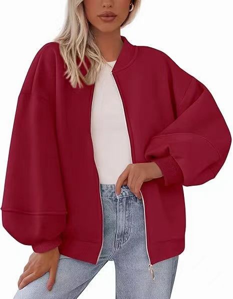 Women's Casual Baseball Jacket – Lightweight Fall & Winter Coat With Zip-Up Front & Pockets (S-XXL, Loose Fit, Streetwear Style)_ecoleips.com