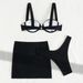 Women's Clothing "3-Piece Solid Color Bikini Set - Swimwear With Skirt & Adjustable Straps"_ecoleips.com