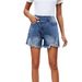 2025s Women's Summer New Washed Irregular Denim Frayed Shorts Trend_ecoleips.com