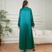 Elegant Green Embroidered Robe Hand Beaded Ethnic Style Tassel Gown Fashion Muslim Dress Women's Clothing Cross Border_ecoleips.com
