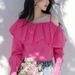 This Year's Popular, Beautiful And Unique Top Is Fashionable "trendy Auntie" Style Outfit, Featuring A Rose Red Ruffled_ecoleips.com