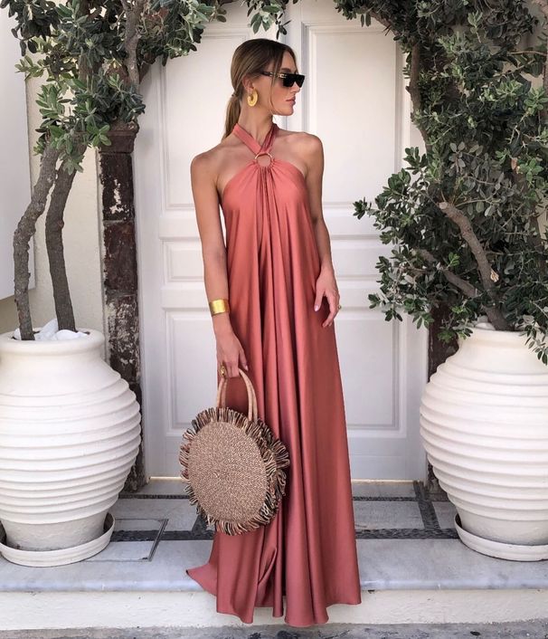 Women's Clothing Summer Sexy Temperament Women's Satin Suspender Swing Dress Party Travel Dress_ecoleips.com