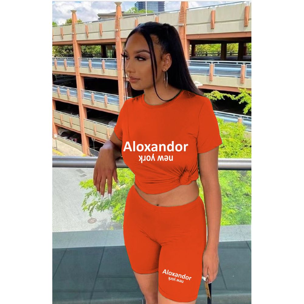 Women's Clothing Plus Size Sports Set M3111A29 Casual Fashion T-Shirt And Shorts Two-Piece Outfit In American Style_ecoleips.com