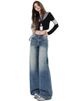 American-style Washed Whiskered High-waisted Wide-leg Jeans For Women, 2026 New Model, Loose Fit, Slimming, Embroidered_ecoleips.com
