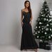 Slim Fit Spaghetti Strap Maxi Dress With All-Over Crystal Rhinestone Embellishment For Evening Gala_ecoleips.com