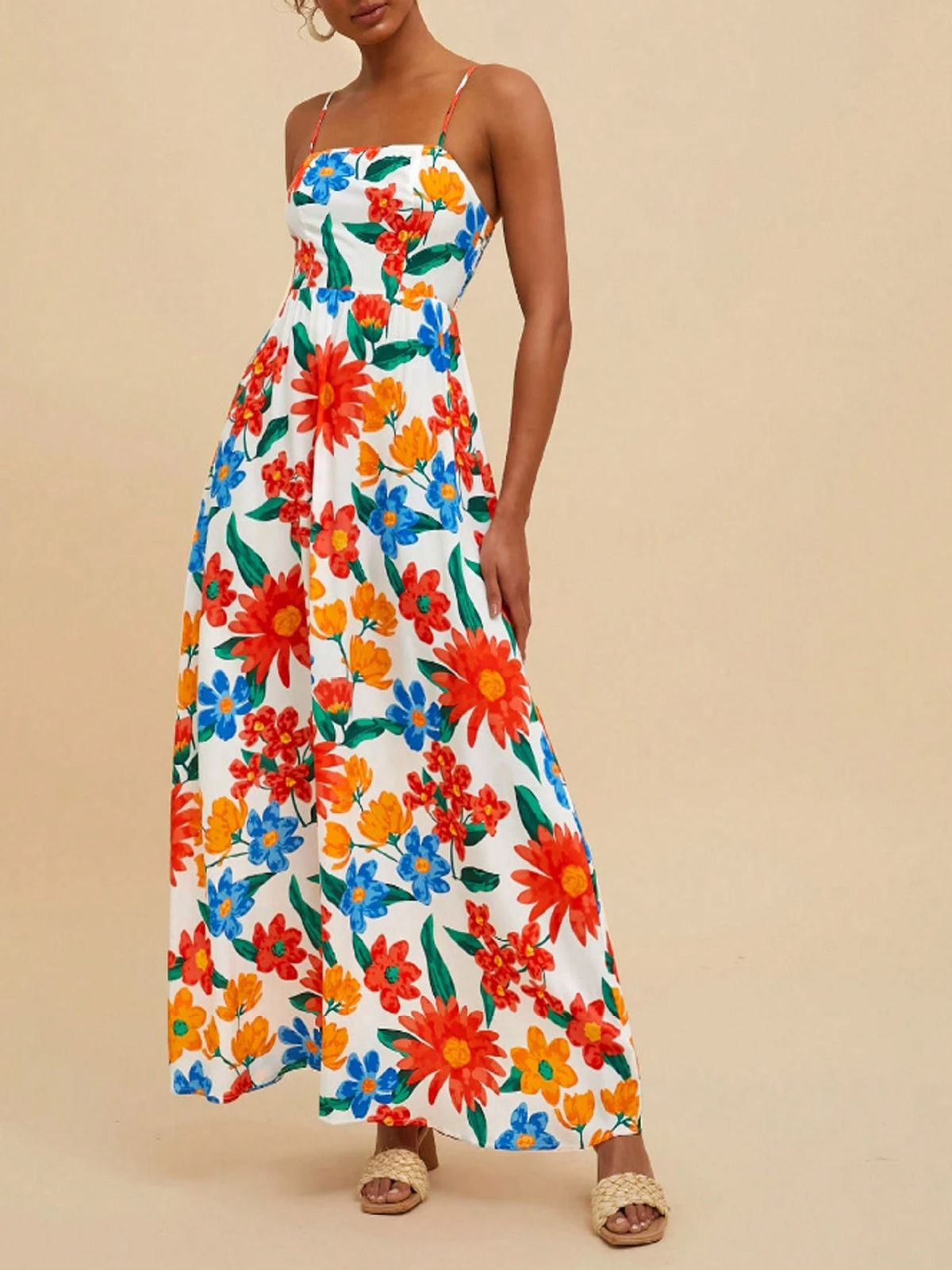 Women's Clothing Suspender Skirt Long Flower Dress Summer Long Skirt_ecoleips.com