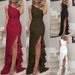 Aria Basics Aria Basics In Stock New Hot Sale European And American Style Slit Ruffle Hem Large Swing Evening Dress OM8875_ecoleips.com
