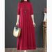 K Knit Dress New Half-high Collar Loose Over-the-knee A-line Sweater Dress Long Cardigan For Women As A Base. No Necklace And Bag_ecoleips.com