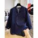 Cotton-linen Heavy Embroidery Three-quarter Sleeve Shirt For Women, Summer Thin French Style Elegant Top, Super Stylish_ecoleips.com