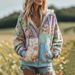 Women's Floral Pumpkin Print Zip Up Sweatshirt Stylish Versatile Summer New Cross Border_ecoleips.com