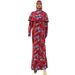 Elegant Floral Print Slim Fit Vacation Style Headscarf Long Dress Two-Piece Set_ecoleips.com