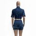 Women's Stylish Denim Two-Piece Set Boho Chic Outfit with Fringe Detail Cropped Fit Distressed Comfortable And Breathable_ecoleips.com