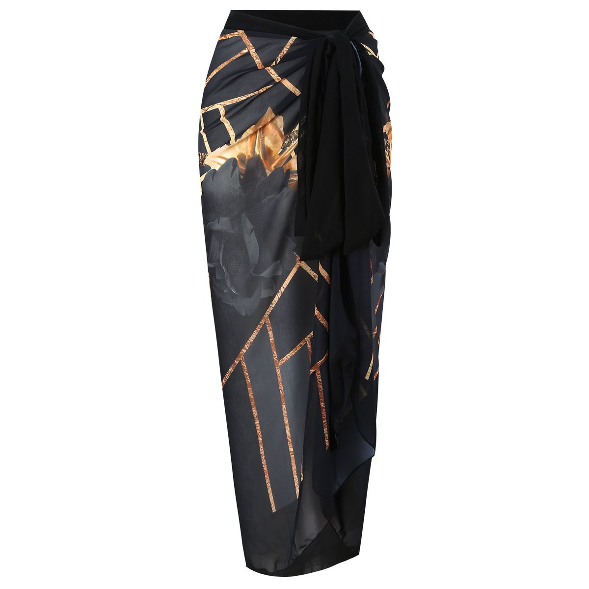 new Double Sided AB Version European And American One Piece Swimsuit Women's Conservative Holiday Swimsuit Chiffon Print Wrap Skirt Suit_ecoleips.com