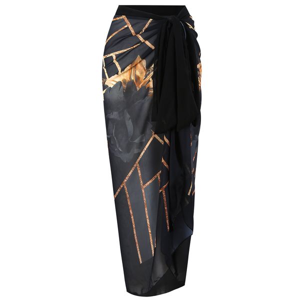 new Double Sided AB Version European And American One Piece Swimsuit Women's Conservative Holiday Swimsuit Chiffon Print Wrap Skirt Suit_ecoleips.com
