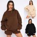 Spring And Autumn Solid Color Crew Neck Pullover Long Sleeve Sweater Women's Fashion Casual Shorts Set_ecoleips.com