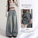 Vintage Korean Wide-Leg Jeans Women, Autumn New Loose Fit For Pear-Shaped Body, BF Lazy Style Plus Size Long Pants_ecoleips.com