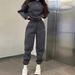 Women's Clothing Poly-Cotton Casual Hoodie & Pants Set - Wrinkle-Free Streetwear (Navy/Grey/Khaki/More, S/M/L/XL)_ecoleips.com