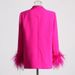 European American Style Autumn New Elegant Women's Blazer With Fashionable Collar, Rhinestone Embellishments, Feather_ecoleips.com