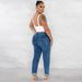 Women's Clothing Ripped High Waist Jeans Slim Fit Slim Design Trousers_ecoleips.com