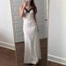 Women's French Vintage Polka Dot V Neck Lace Trim Halter Maxi Dress – Sexy Elegant Summer Gown_ecoleips.com