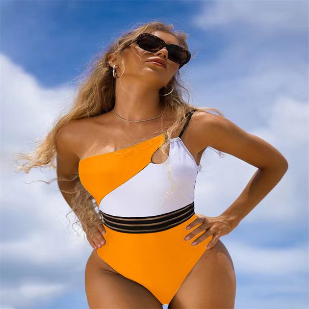 Women's Clothing Bikini One Piece Swimsuit Splicing Bikini_ecoleips.com
