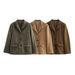 Oversized Suede Blazer For Women – Single-Breasted Fall Jacket In Light Brown, Dark Brown & Hunter Green (S-L)_ecoleips.com