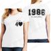 Short Sleeve T-Shirts For Women 40th Birthday Regular Sportswear Vintage 1986 40 Bday Women's Stretch Polyester Casual Creative_ecoleips.com