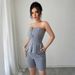 Elegant Minimalist Strapless Shorts Set For Women High End Full Length Pants Autumn/Winter Polyester_ecoleips.com