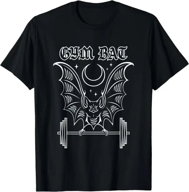 Women's T-Shirts Gym Gothlete Workout Vampire Bat And Moon Healthy Goth T-Shirt_ecoleips.com