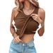 Women's Clothing With Bra Round Neck Solid Color Vest Feminine Base Inner Wear Outer Wear Top_ecoleips.com