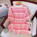Cross-border Plus-size Clothing, Diamond-embellished, Age-reducing Striped Casual Suit, Women's Summer Loose_ecoleips.com