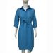 Women's Lapel Solid Color 7/8 Sleeve Pencil Shirtdress – Slimming Casual Office Gown_ecoleips.com