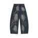 Women's Wasteland Style Washed Distressed Scimitar Jeans Casual Cotton Denim Jeans With Frayed Edge For Spring/Autumn Summer_ecoleips.com
