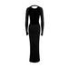 2025 Foreign Trade European And American Ins Style Round Neck Slim Fit Long Sleeve Sexy Backless Bodycon Dress_ecoleips.com