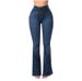 High Waist Stretchy Flared Women's Jeans - Comfortable & Figure-Hugging Denim Pants For Everyday Wear_ecoleips.com