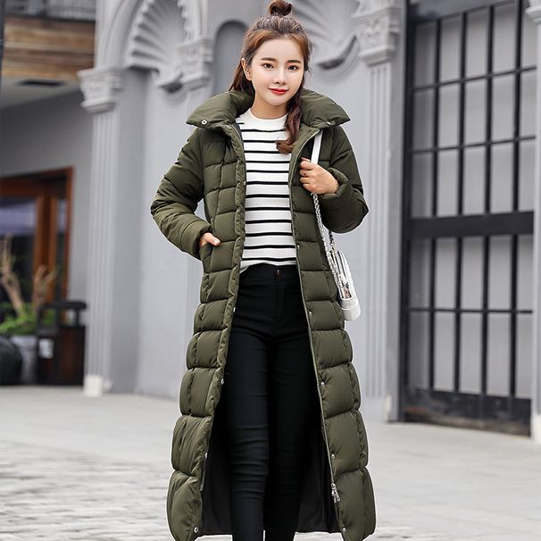 women's long puffer coat with fur hood, winter w oversized belted jacket, thickened quilted down alternat coat_ecoleips.com