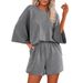 Women's Fashion Casual Loose Round Neck T-Shirt Short Sleeve Top And Shorts Two-Piece Suit Spring Summer Style_ecoleips.com