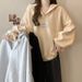 Korean-style Real-shot New V-neck Hooded Sweatshirt For Women, Thin, Korean Version, Loose Fit, Plus Size, Casual_ecoleips.com