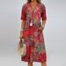 Women's Printed Summer V Neck Casual Dress With Pockets Style Vacation Wear Comfortable Loungewear_ecoleips.com