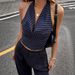 Aria Basics Aria Basics Cross-Border 2026 New Slim Fit Striped V-Neck Sleeveless Tank Summer European And American Style Hot Girl Top_ecoleips.com