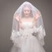 Elegant Double-Layer Wedding Veil With Comb – Sparkling Lace Trim Bridal Headpiece (60-80cm, Ivory/White)_ecoleips.com